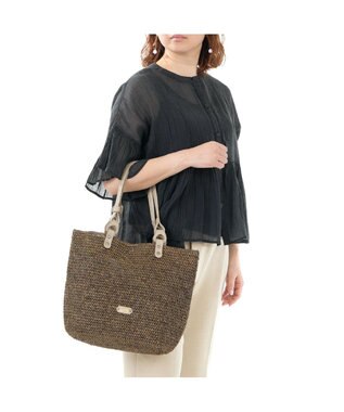 IBIZA ラフィア　セミショルダーバッグ（草木染め） グレー