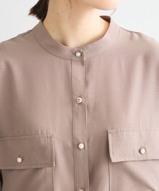 Green Parks ・ＥＬＥＮＣＡＲＥ　ＤＵＥ　イロイロ釦シャツチュニック Gray Beige