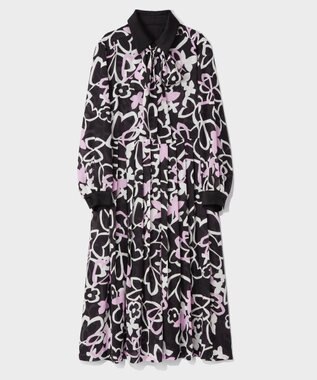 GRACE CONTINENTAL キカフラワープリーツドレス ブラック