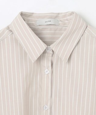 ANY 【洗濯機可】ストライプドロストシャツ グレー×オフストライプ