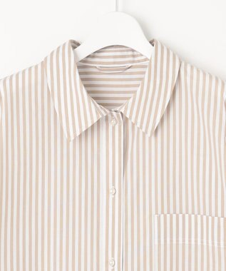 Feroux 【洗える】カラーストライプビッグ シャツ ベージュ系1