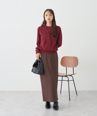 earth music&ecology ボウタイニットプルオーバー Red