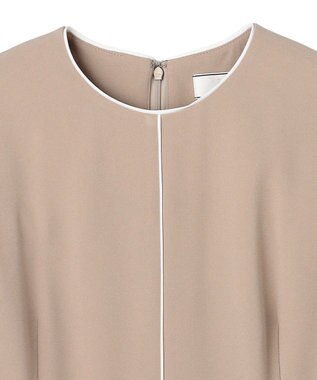 BEIGE， 【セットアップ対応】CINDY / 配色ライン クルーネックドレス Taupe x White
