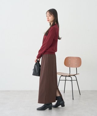 earth music&ecology ボウタイニットプルオーバー Red