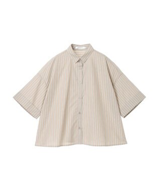 AMERICAN HOLIC イージーケア５分袖バックタックシャツ Stripe Beige