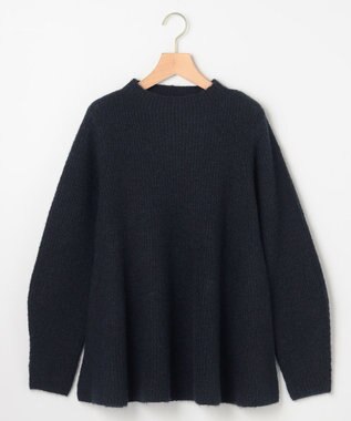 組曲 L へアリーヤーン フレア ニット ネイビー系