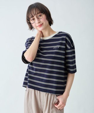 ANY リンガーTシャツ ネイビーボーダー