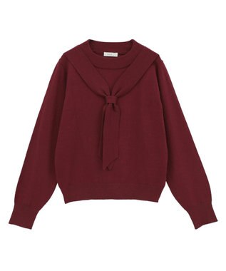 earth music&ecology ボウタイニットプルオーバー Red