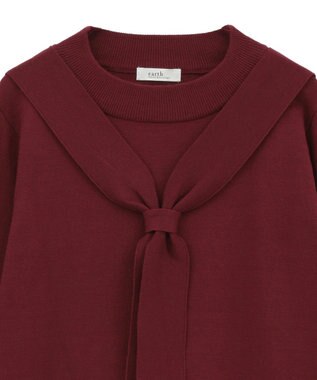 earth music&ecology ボウタイニットプルオーバー Red