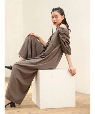 Green Parks ■ＥＳＣＡＲ　タックスリーブワイドオールインワン Gray Beige