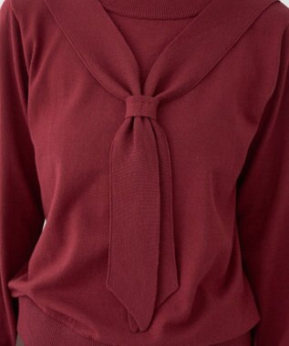 earth music&ecology ボウタイニットプルオーバー Red