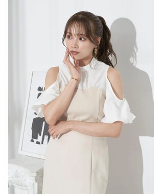 earth music&ecology オープンショルダードッキングプルオーバー Ivory