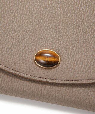 TOPKAPI 【TOPKAPI】gemdrops ジェムドロップ ミニエンボスレザー 天然石 二つ折り 財布 ミディアムグレー