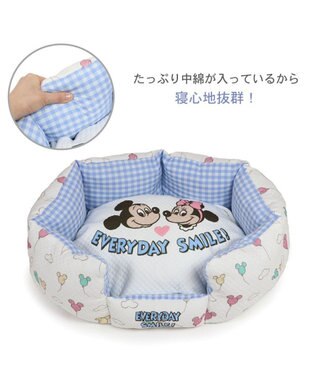 PET PARADISE ディズニー ミッキーマウス カドラー 《風船柄》  Ｍ 64×48cm ホワイト×ブルー