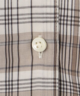 J.PRESS LADIES 【洗える】キュプラチェック フリルスタンドカラー ブラウス ベージュ系3