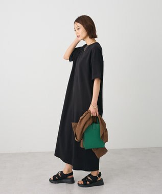 CRAFT STANDARD BOUTIQUE ビッグシルエット5分袖ワンピース Black