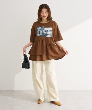 Green Parks アソート柄ドッキングプルオーバー Brown