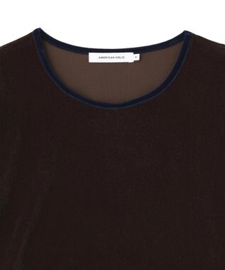 AMERICAN HOLIC シアーベロア配色プルオーバー Brown