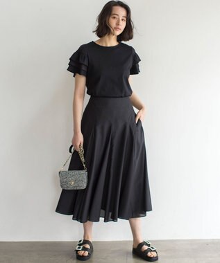 組曲 コットンポンチシア－スリーブ ブラウス ブラック系