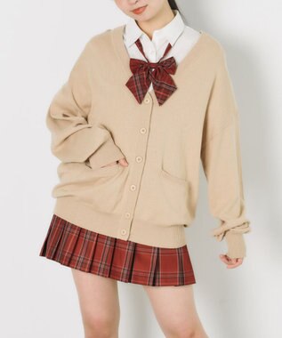 WEGO 【SCHOOL ITEM】ハイゲージスクールカーディガン ベージュ