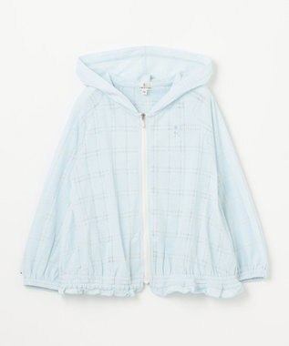 組曲 KIDS 【110-140㎝】【UVケア】オパールチェック パーカー サックスブルー系