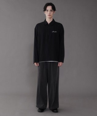 WEGO 【軽量/シワにならない】ドライポリハーフZIPシャツ（LS） ブラック