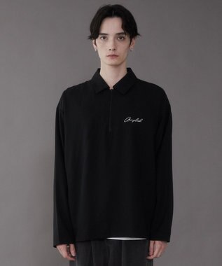 WEGO 【軽量/シワにならない】ドライポリハーフZIPシャツ（LS） ブラック