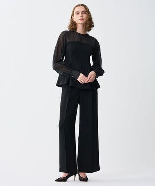 uncrave 【防シワ・洗濯機洗い可】ウォッシャブル ダブルクロス ワイドパンツ ブラック