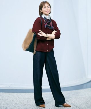 自由区 S レーヨンストレッチ カーディガン ボルドー