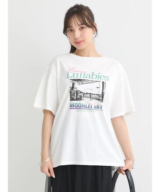 earth music&ecology ツアープリントＴシャツ Off White