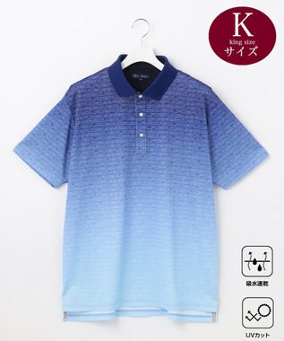 23区GOLF 【MEN】【キングサイズ/UVケア/吸水速乾】グラデーションロゴ 半袖ポロシャツ ダルブルー系5
