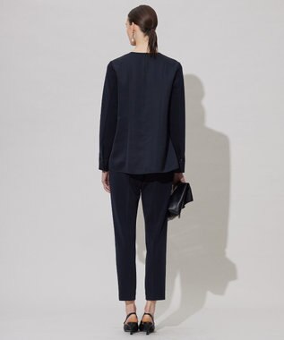 ICB L 【洗える】ミリオーネダンボールニット ペプラムブラウス ネイビー系