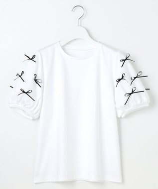 Feroux 【洗える】ランダムリボン カットソー ホワイト系