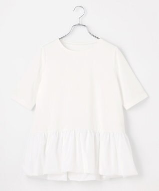 #Newans 【撥水・吸水速乾】コンビネーションペプラムチュニックカットソー ホワイト系