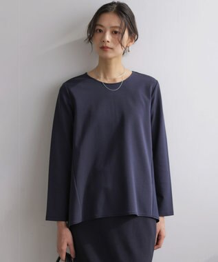 組曲 L バックフレアロングＴシャツ ネイビー系