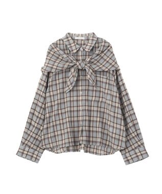 Green Parks スカーフ付チェックシャツ