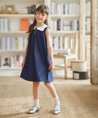 組曲 KIDS 【110-140㎝】カーブカラー ワンピース ネイビー