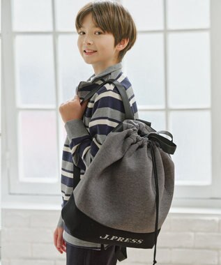 J.PRESS KIDS 【110-130cm】ハーフジップ ボーダー トレーナー グレー系1