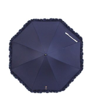 MOONBAT 【WEB限定/遮光率100%/遮熱/UV】POLO RALPH LAUREN（ポロ ラルフローレン）晴雨兼用日傘 ワンポイント ポロベア刺繍 フリル 長傘 ディープブルー