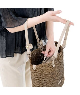 IBIZA ラフィア　セミショルダーバッグ（草木染め） グレー