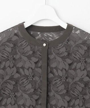 自由区 S 【洗える】フルールコードレース ブラウス スレート