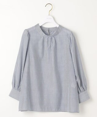 ANY SIS S 【洗える】フェイクパールストライプ ブラウス ネイビーストライプ