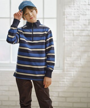 J.PRESS KIDS 【110-130cm】ハーフジップ ボーダー トレーナー ネイビー系1