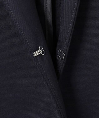 J.PRESS LADIES 【セットアップ対応・洗える・抗菌防臭】T/Cポンチ ノーカラー ジャケット ネイビー系