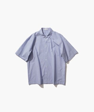 ATON GIZA BROAD | ショートスリーブシャツ - UNISEX NAVY STRIPE