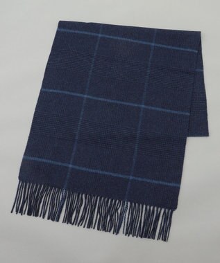 【カシミヤ100％】 幅広 マフラー_グレンチェック柄(40×180)