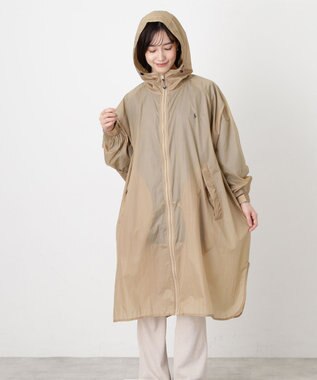 MOONBAT POLO RALPH LAUREN(ポロ ラルフローレン) ポロポニー レインコート ライトウェイト レインポンチョ  無地 フード 収納袋 レディース ベージュ