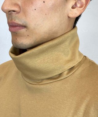 KASHIYAMA 【シルケット加工】コットンタートルネックカットソー キャメル
