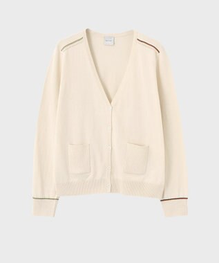 Paul Smith 【洗える】Signature Stripe アイレット カーディガン オフホワイト