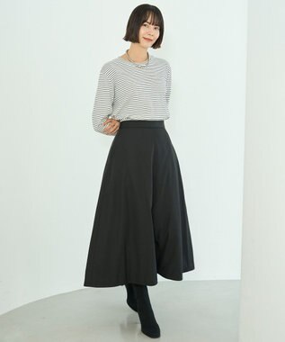 UNFILO コットンスムース レイヤードインナー ボーダー(オフ×ブラック)